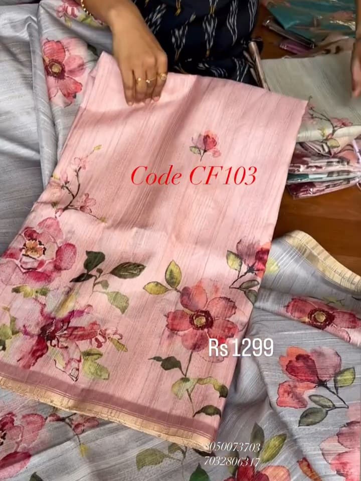 Chanderi floral Digital Print Saree
