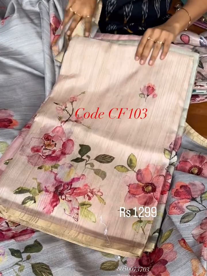 Chanderi floral Digital Print Saree