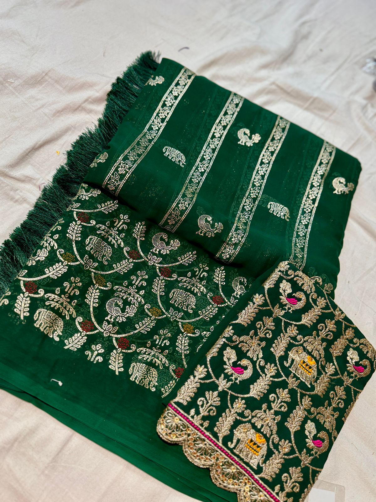 Designer Saree With Maggam Work Blouse