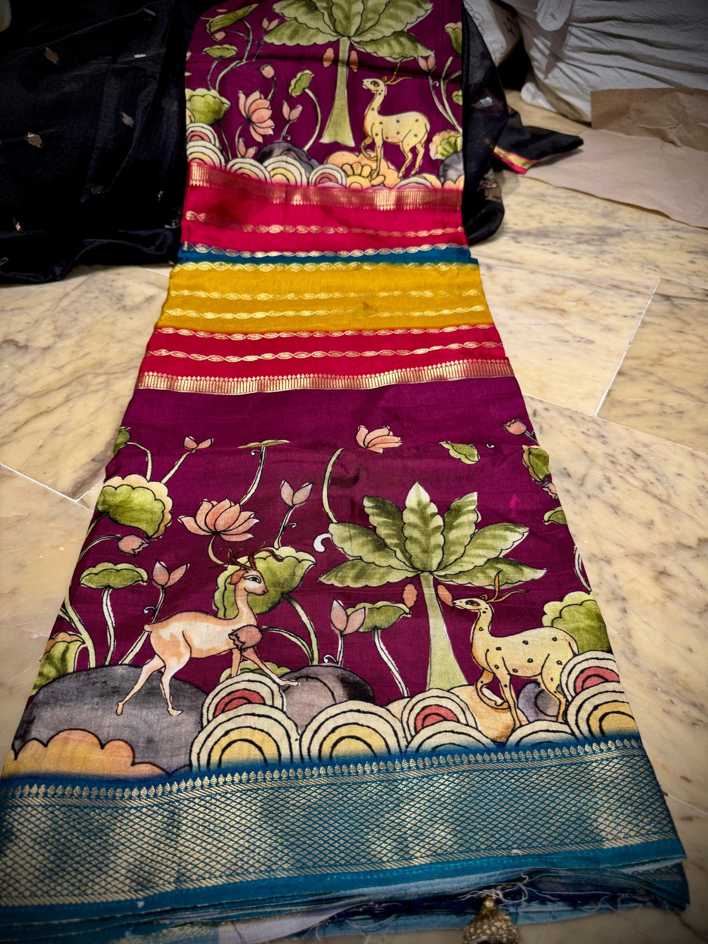 Half N Half Pure Moonga Silk Saree