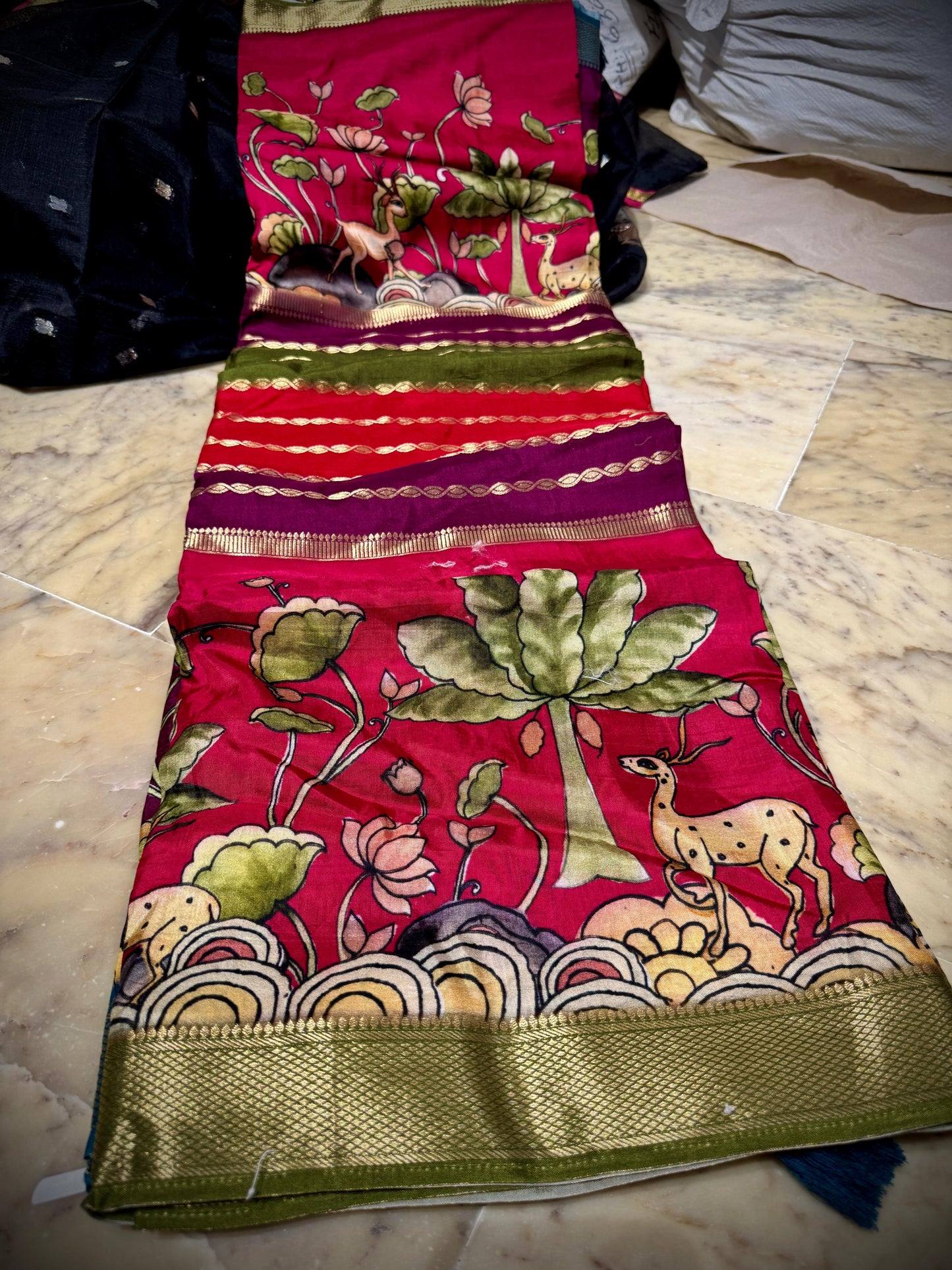 Half N Half Pure Moonga Silk Saree