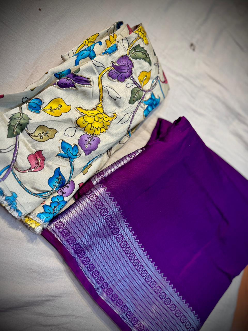 Mangalagiri Pattu Saree With Maggam Work Blouse