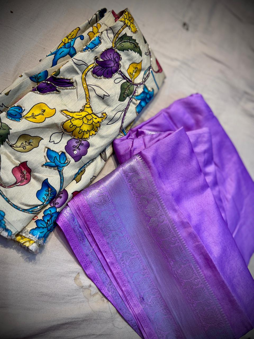 Mangalagiri Pattu Saree With Maggam Work Blouse