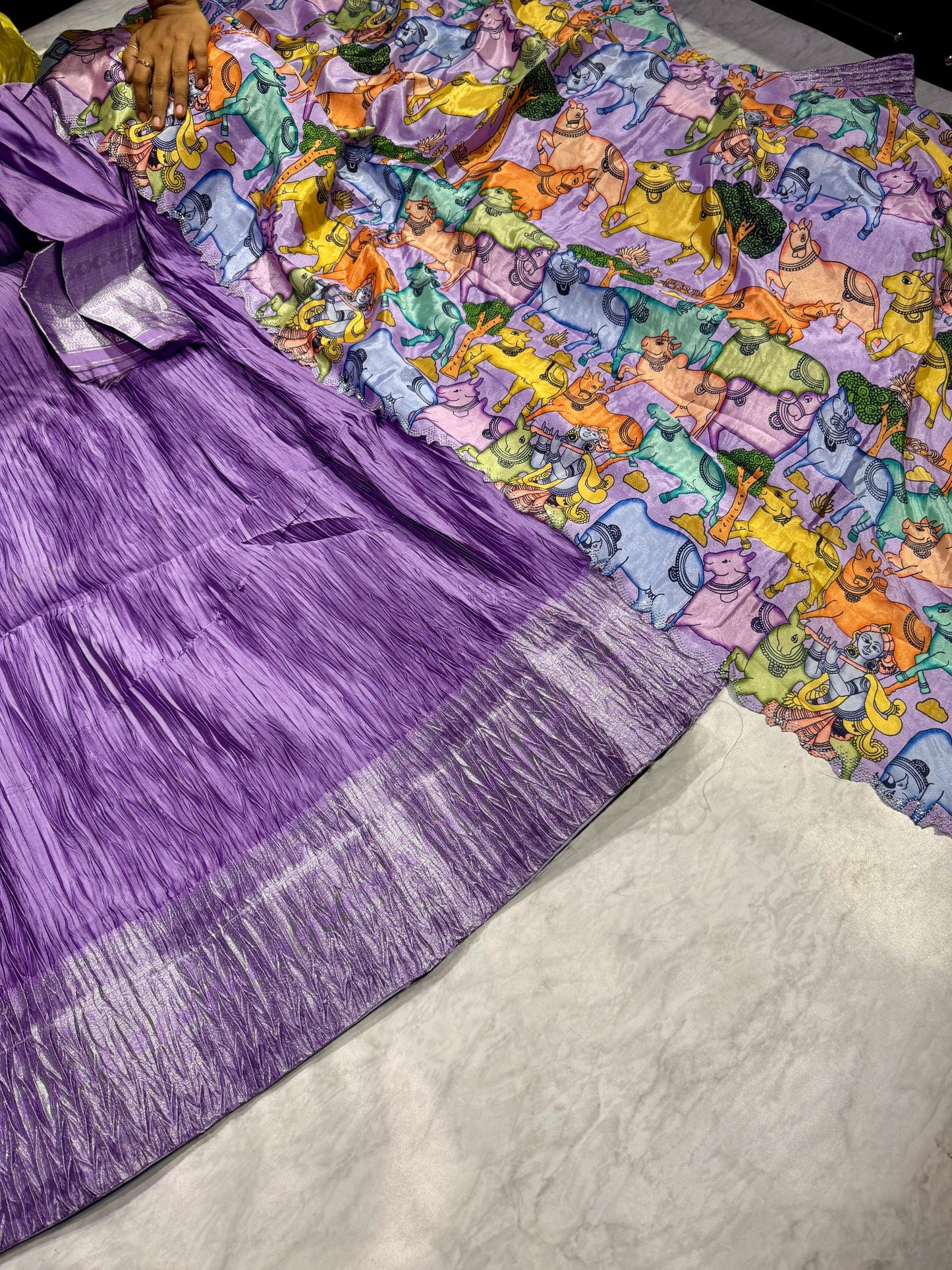 Pichwai Crush Semi Stitched Lehenga