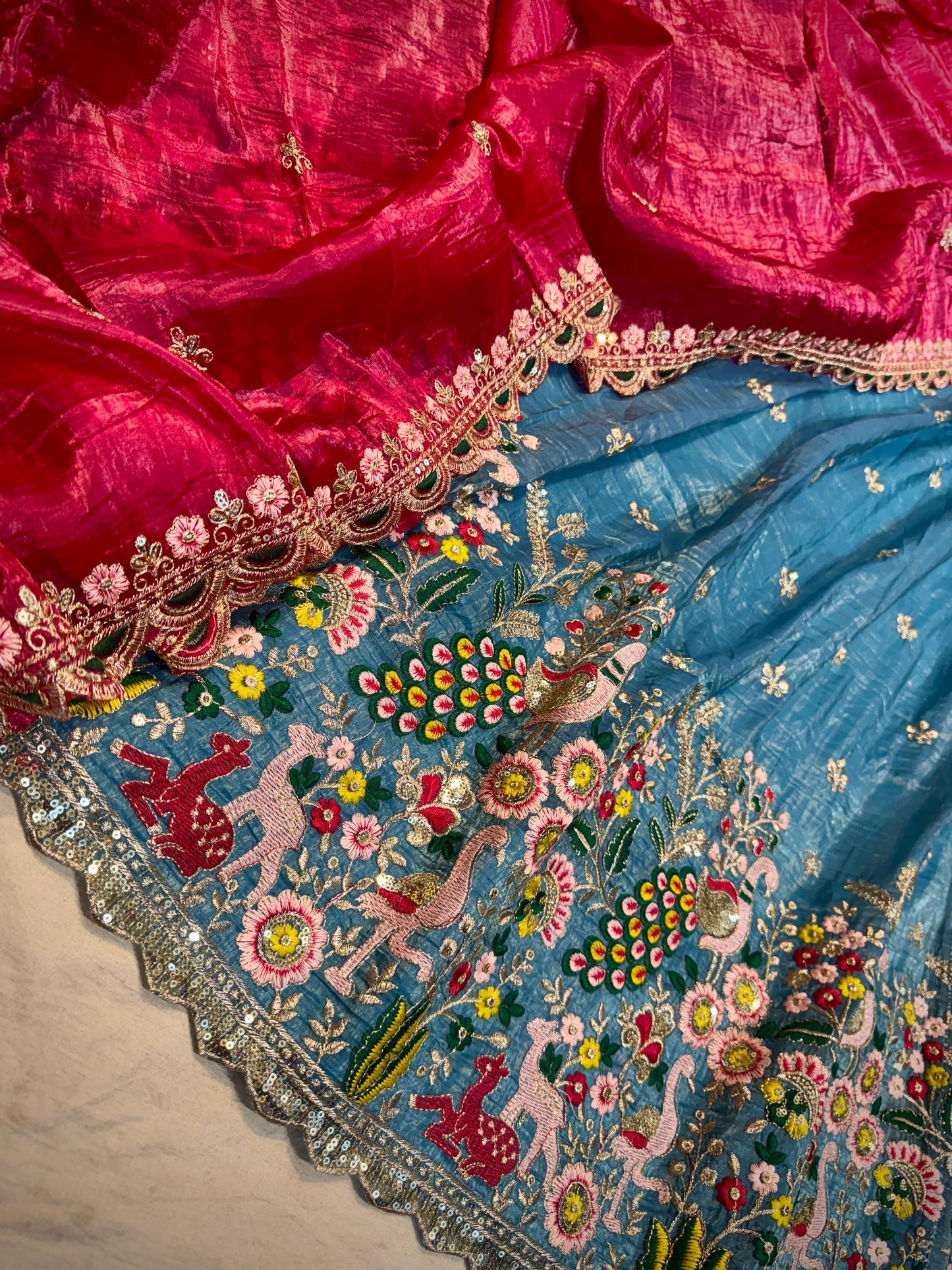 Tussar Crush Semi Stitched Lehenga