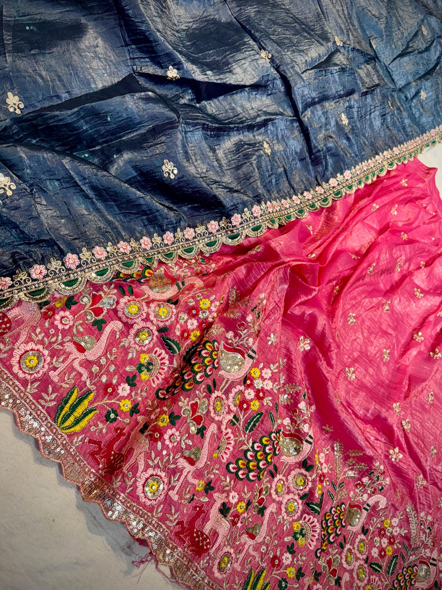 Tussar Crush Semi Stitched Lehenga