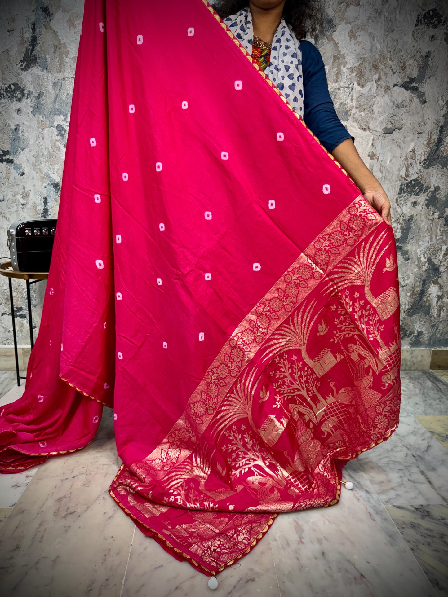 Moonga Bandini Silk Saree