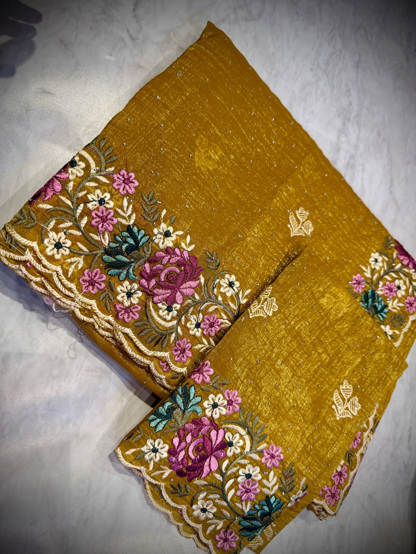Swarowki Designer Saree yellow