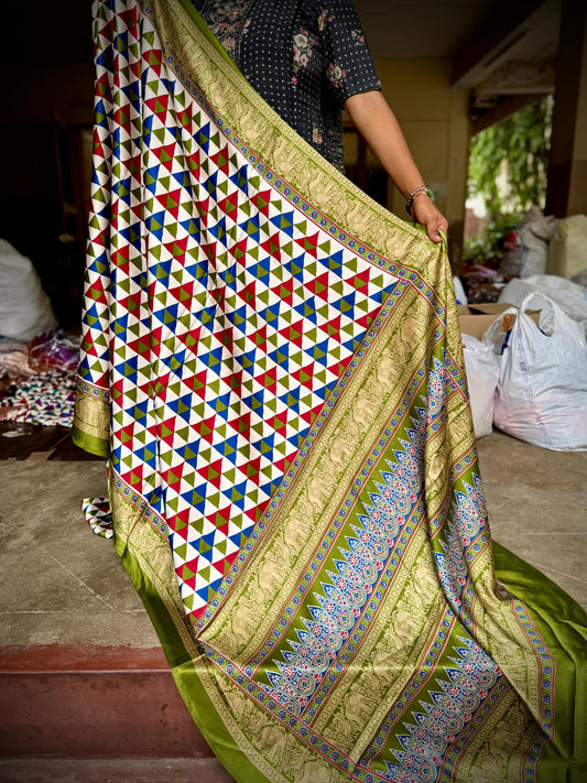 Ajrakh Silk Saree