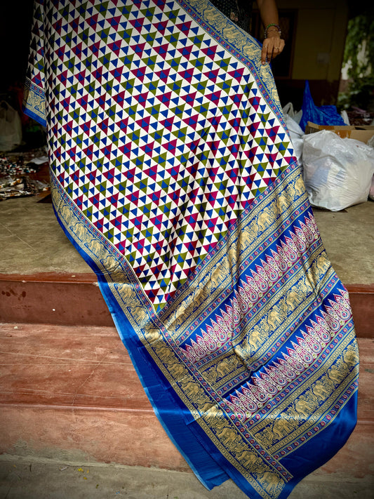 Ajrakh Silk Saree