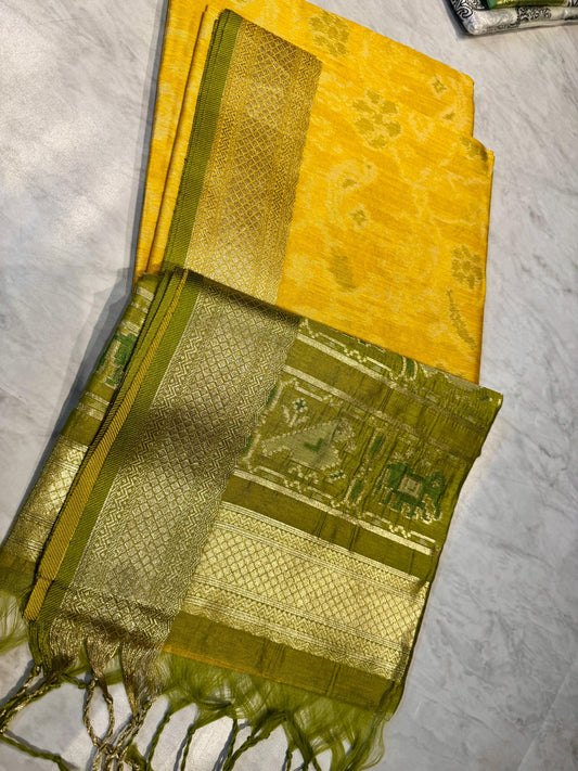 Chanderi Pochampally Ikat Saree