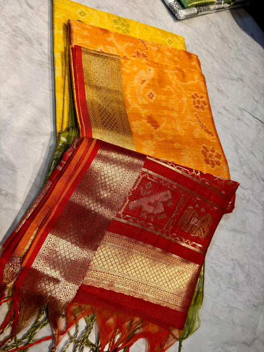 Chanderi Pochampally Ikat Saree
