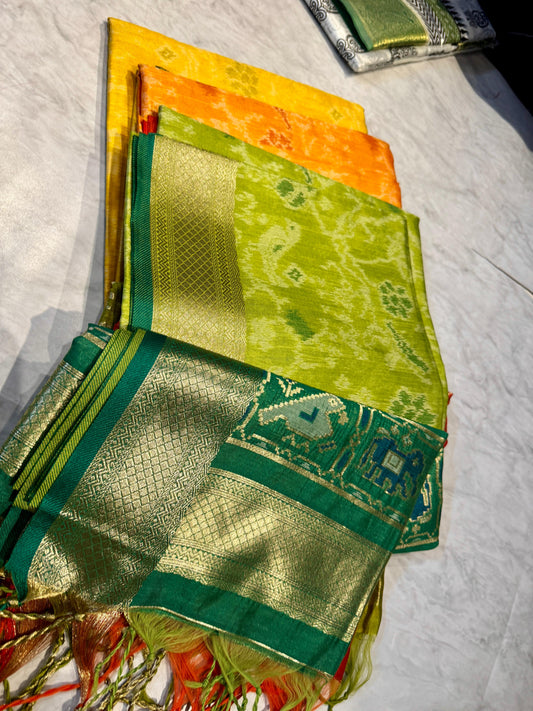 Chanderi Pochampally Ikat Saree