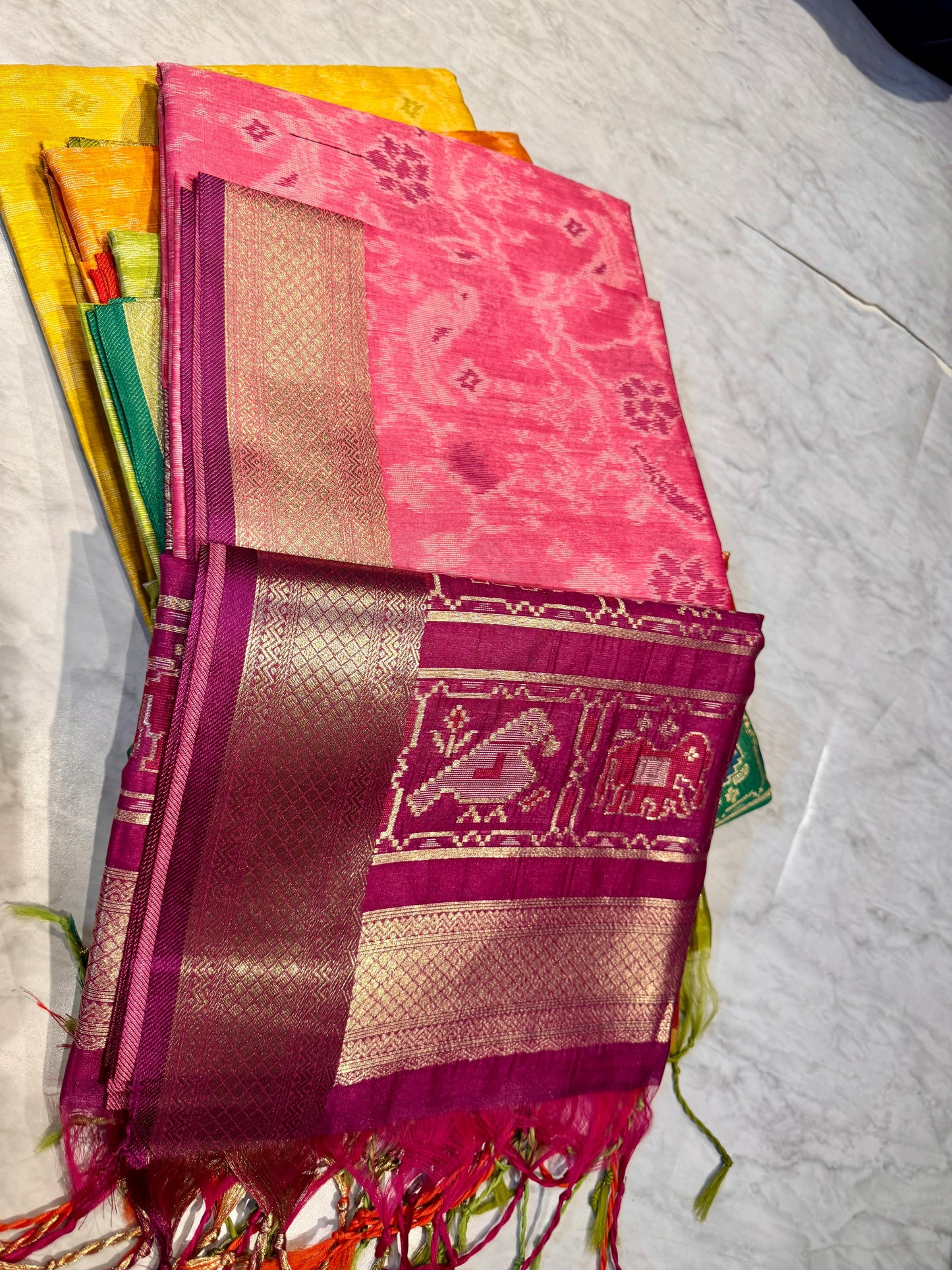 Chanderi Pochampally Ikat Saree