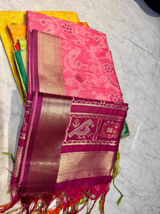 Chanderi Pochampally Ikat Saree