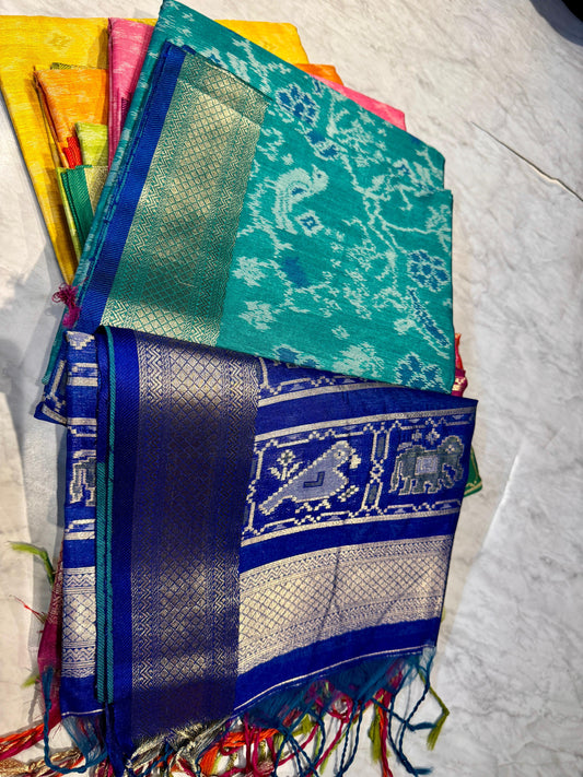 Chanderi Pochampally Ikat Saree