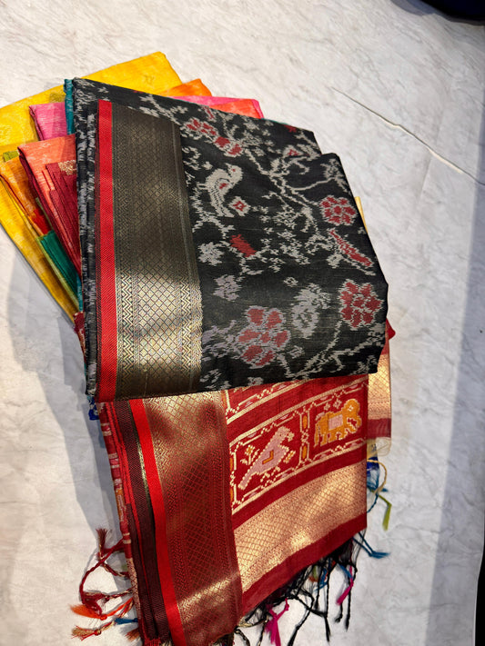 Chanderi Pochampally Ikat Saree