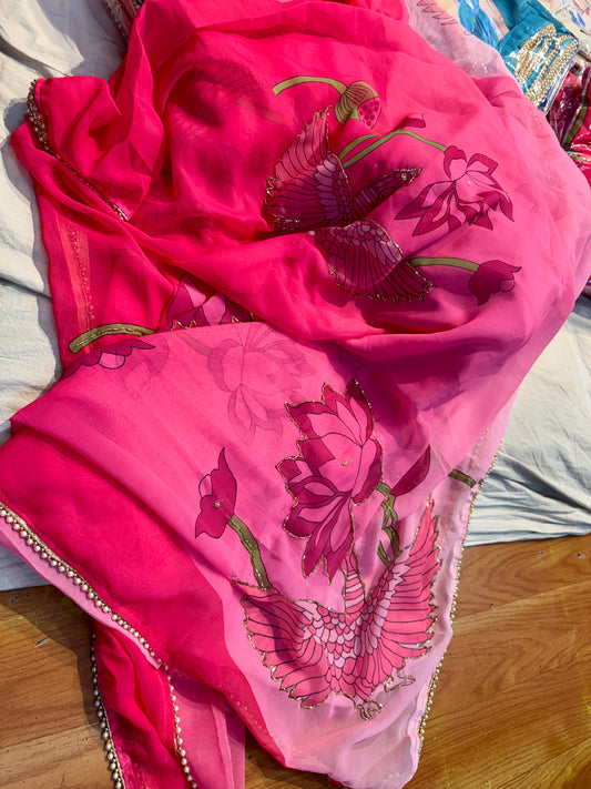Hand Maggam Work Saree