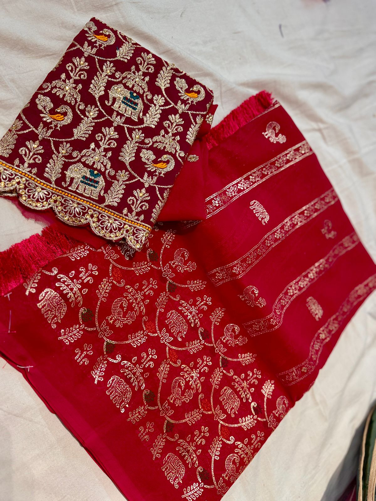 Designer Saree With Maggam Work Blouse