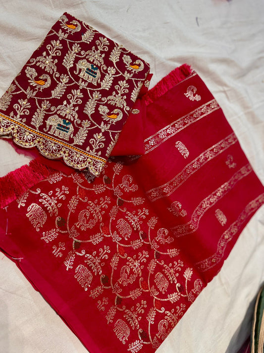 Designer Saree With Maggam Work Blouse