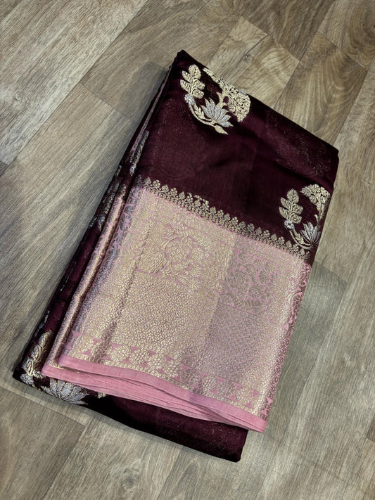 Georgette Mango Pattu Saree