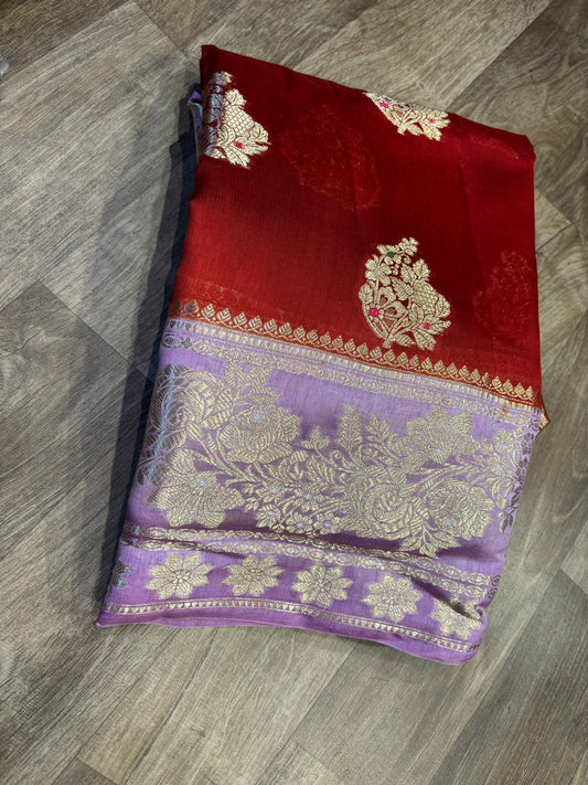 Georgette Mango Pattu Saree