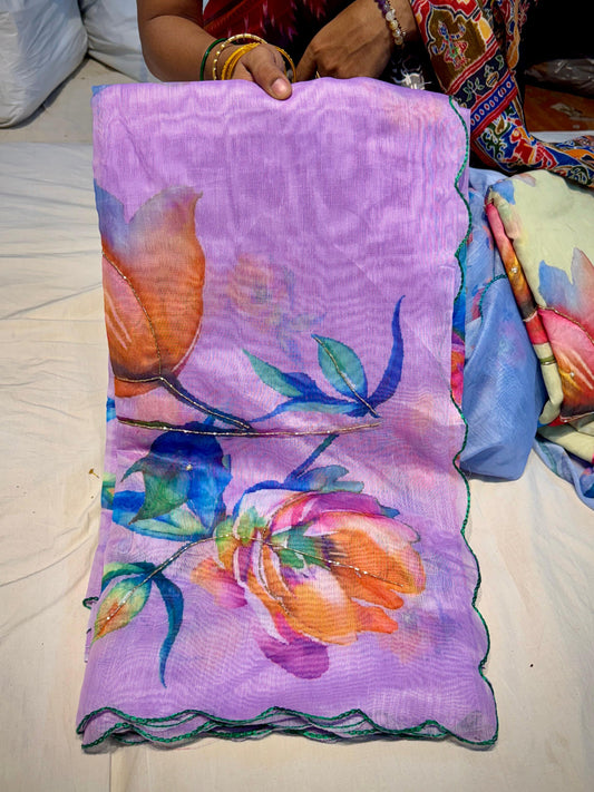 Hand Maggam Work Saree