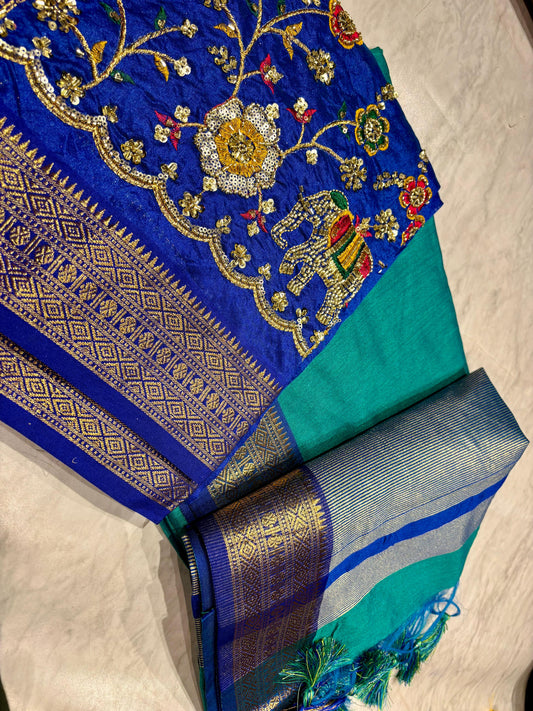Kaddi Tussar Saree With Maggam Blouse