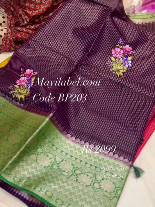 Kanchi Mangalagiri Checks in Banarasi Saree