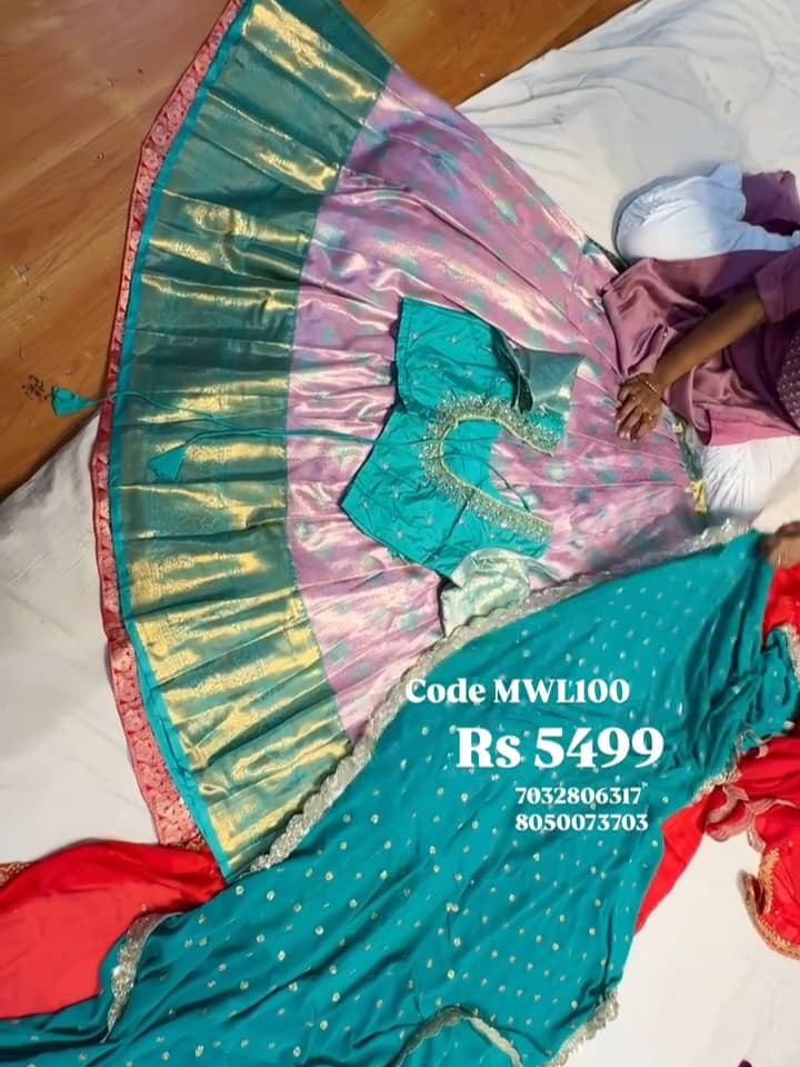 Kanchi Pattu Lehenga With Maggam Work Blouse