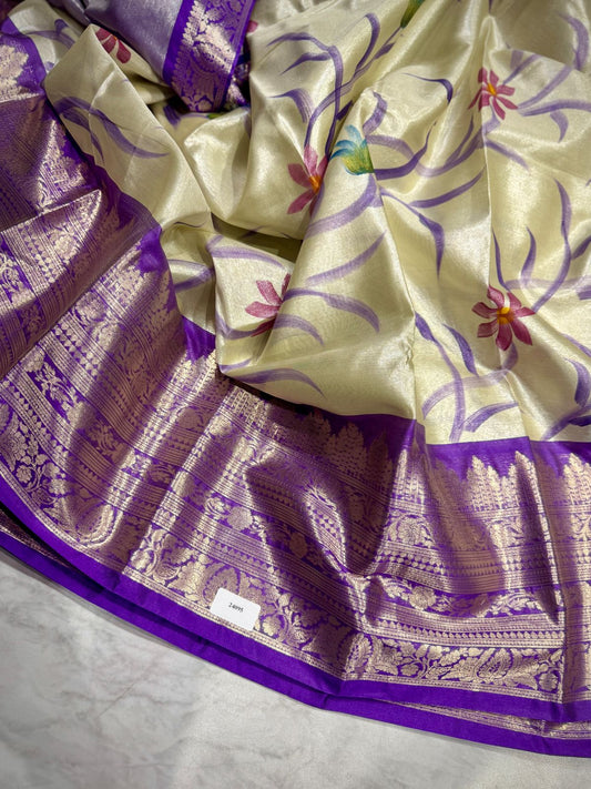 Kanchi Pattu Saree With Hand Paint