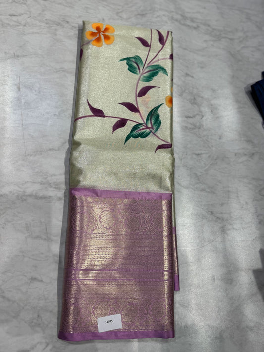 Kanchi Pattu Saree With Hand Paint