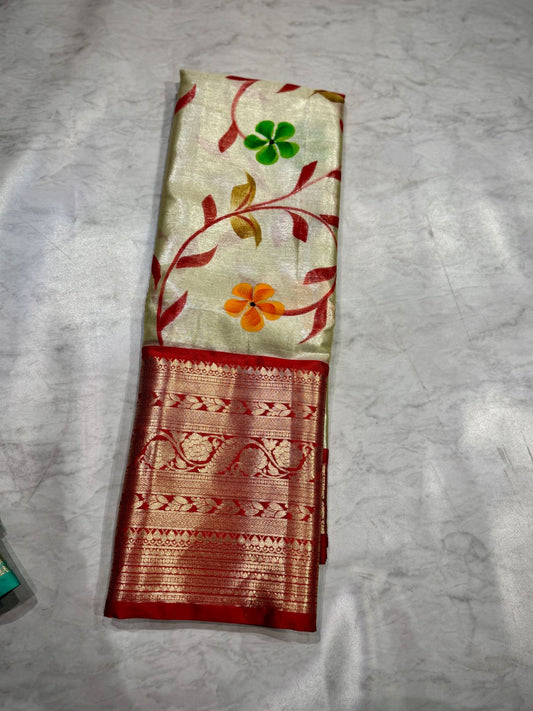 Kanchi Pattu Saree With Hand Paint