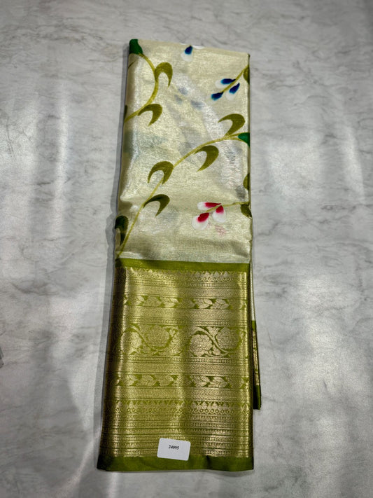 Kanchi Pattu Saree With Hand Paint