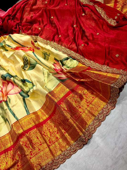 Kanchi Pattu Semi Stitched Lehenga