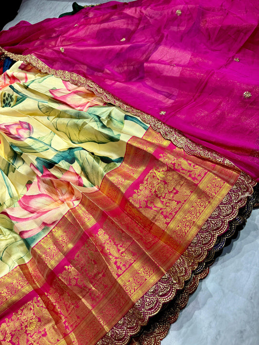 Kanchi Pattu Semi Stitched Lehenga