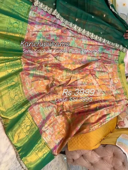 Kanchipuram Semi Stitched Kanchi Pattu Lehenga