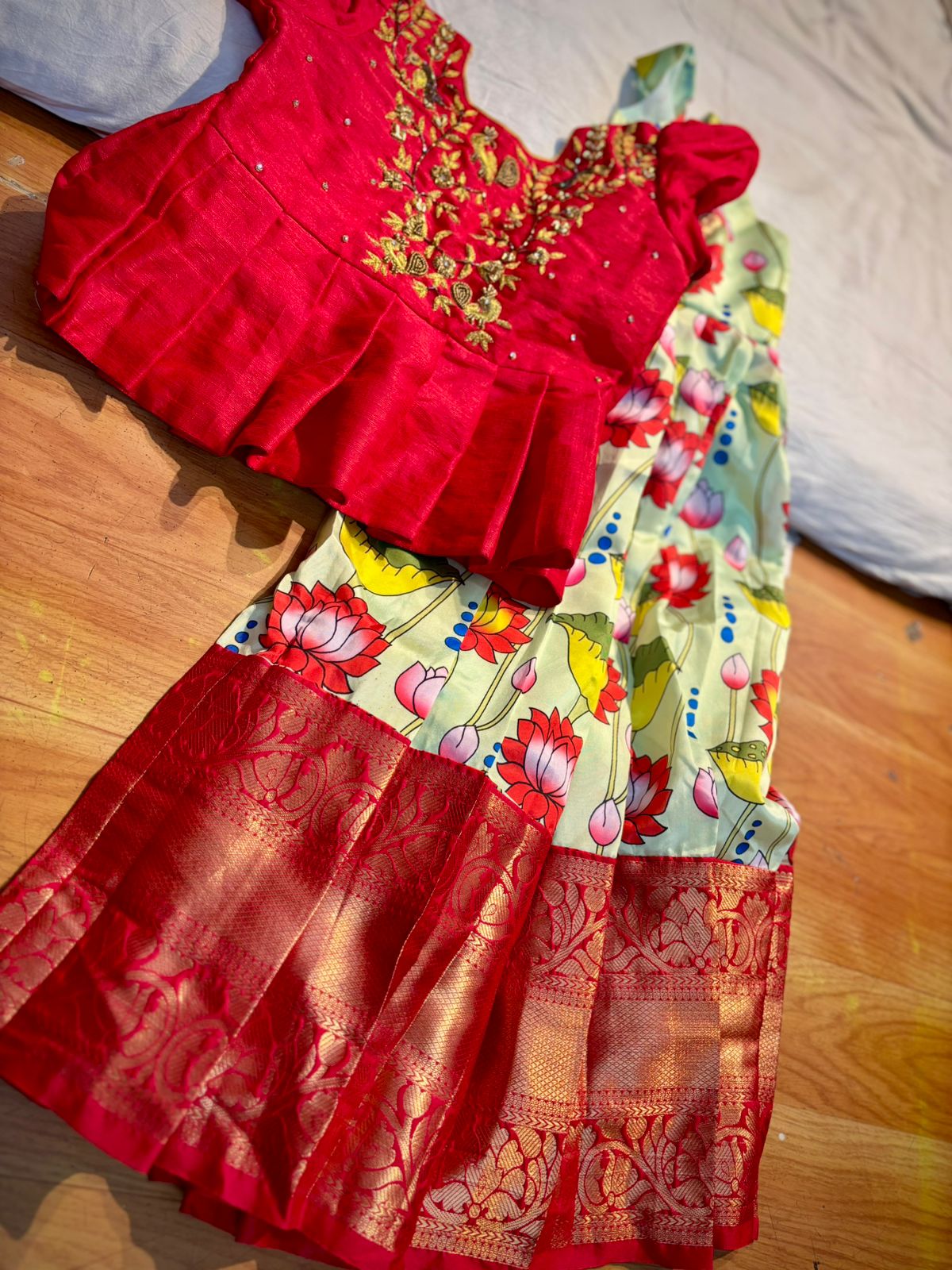 Kids Ready To Wear Kanchi Pattu Lehenga 7-13 Yrs