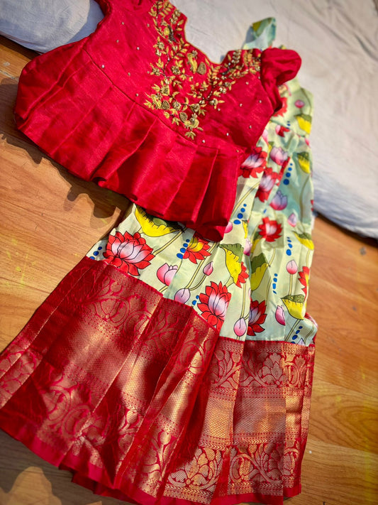Kids Ready To Wear Kanchi Pattu Lehenga 7-13 Yrs