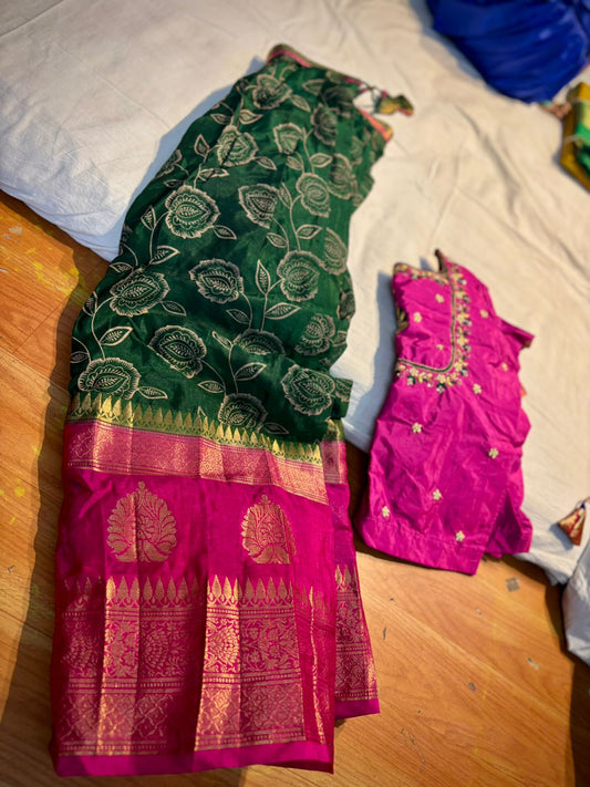 Kids Ready To Wear Kanchi Pattu Lehenga 7-13 Yrs