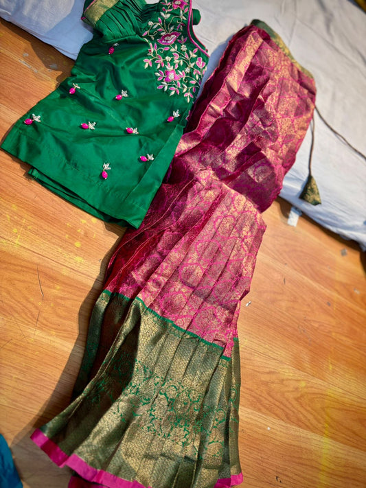 Kids Ready To Wear Kanchi Pattu Lehenga 7-13 Yrs
