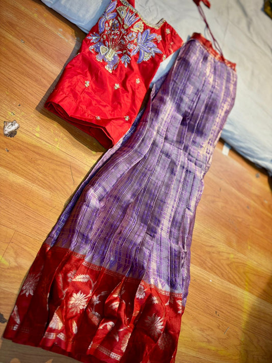 Kids Ready To Wear Kanchi Pattu Lehenga 7-13 Yrs