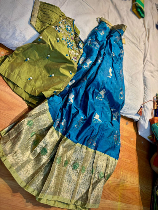Kids Ready To Wear Kanchi Pattu Lehenga 7-13 Yrs