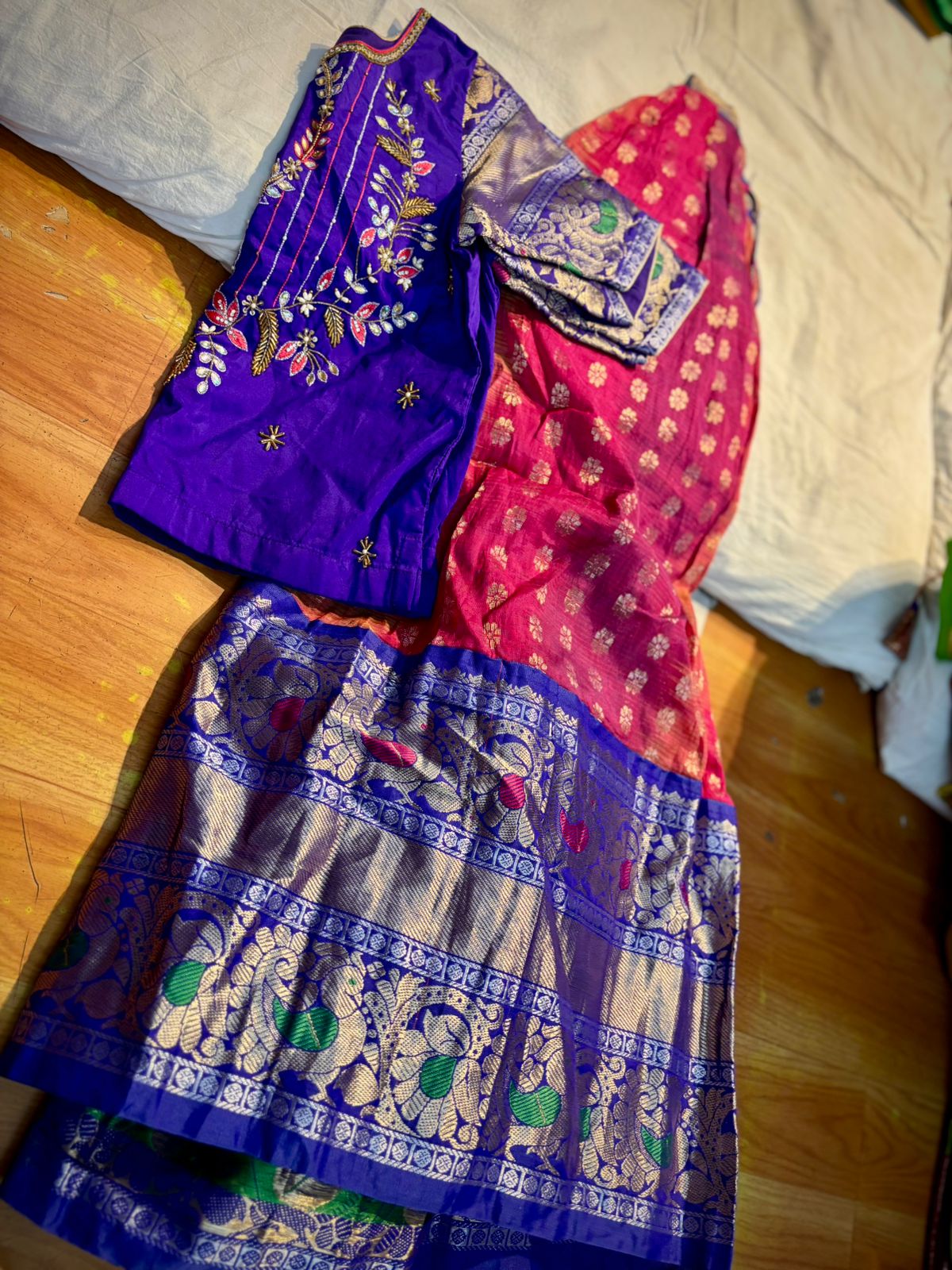 Kids Ready To Wear Kanchi Pattu Lehenga 7-13 Yrs