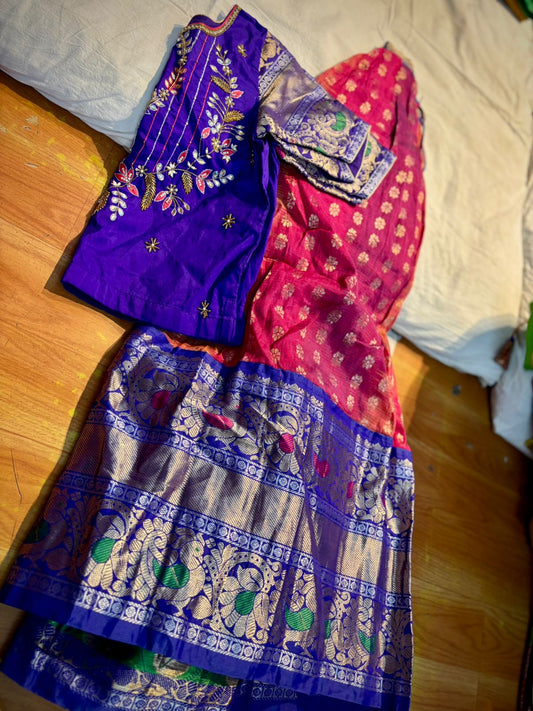 Kids Ready To Wear Kanchi Pattu Lehenga 7-13 Yrs