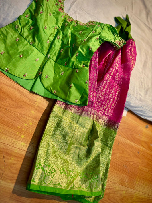 Kids Ready To Wear Kanchi Pattu Lehenga 7-13 Yrs