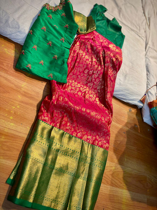 Kids Ready To Wear Kanchi Pattu Lehenga 7-13 Yrs