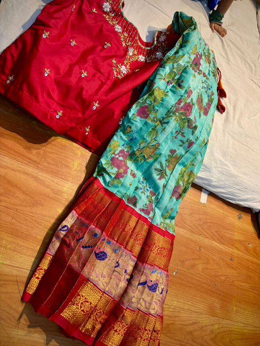 Kids Ready To Wear Kanchi Pattu Lehenga 7-13 Yrs