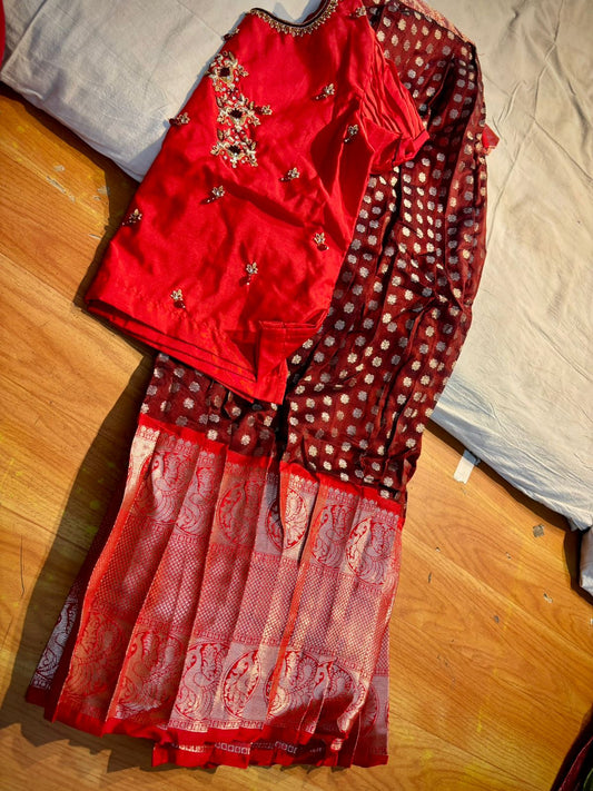 Kids Ready To Wear Kanchi Pattu Lehenga 7-13 Yrs