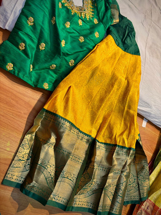 Kids Ready To Wear Kanchi Pattu Lehenga 7-13 Yrs